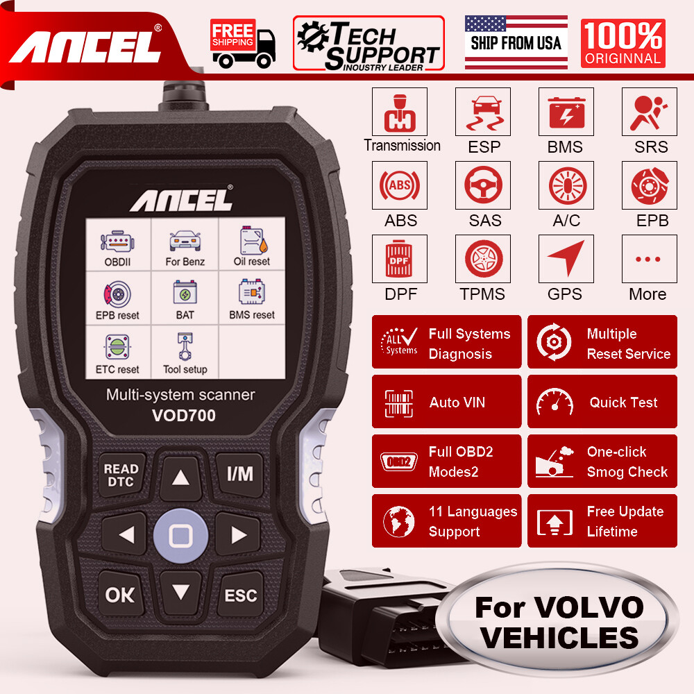 ANCEL VOD700 For Volvo All System OBD2 Scanner Car Diagnostic Tool ABS TPMS