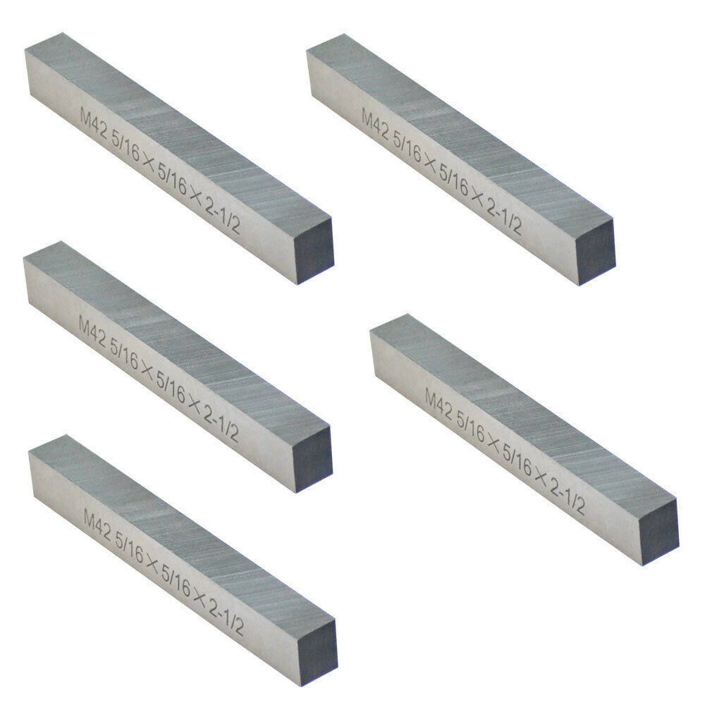 5 PC M42 Cobalt HSS Square Rectangle Tool Bits 5/16" x 5/16" x 2 1/2"