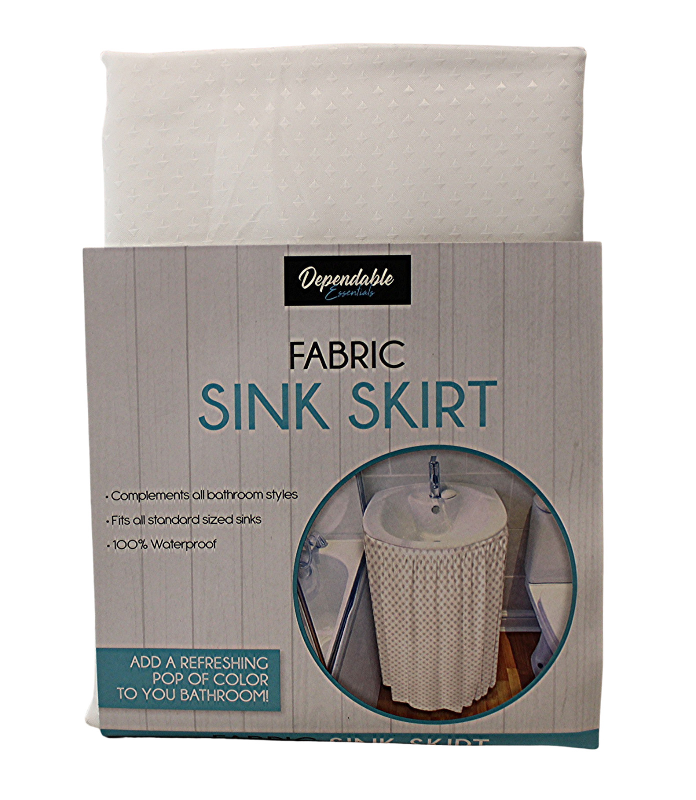 Diamond Stitch Fabric Bathroom Sink Skirt Utility Sink Waterproof White