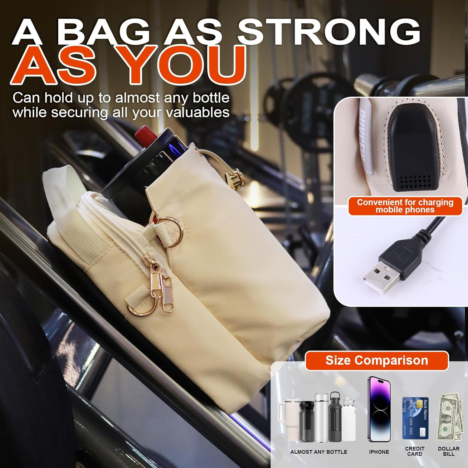 Waterproof Magnetic Gym Sling Bag with USB Port & Adjustable Strap