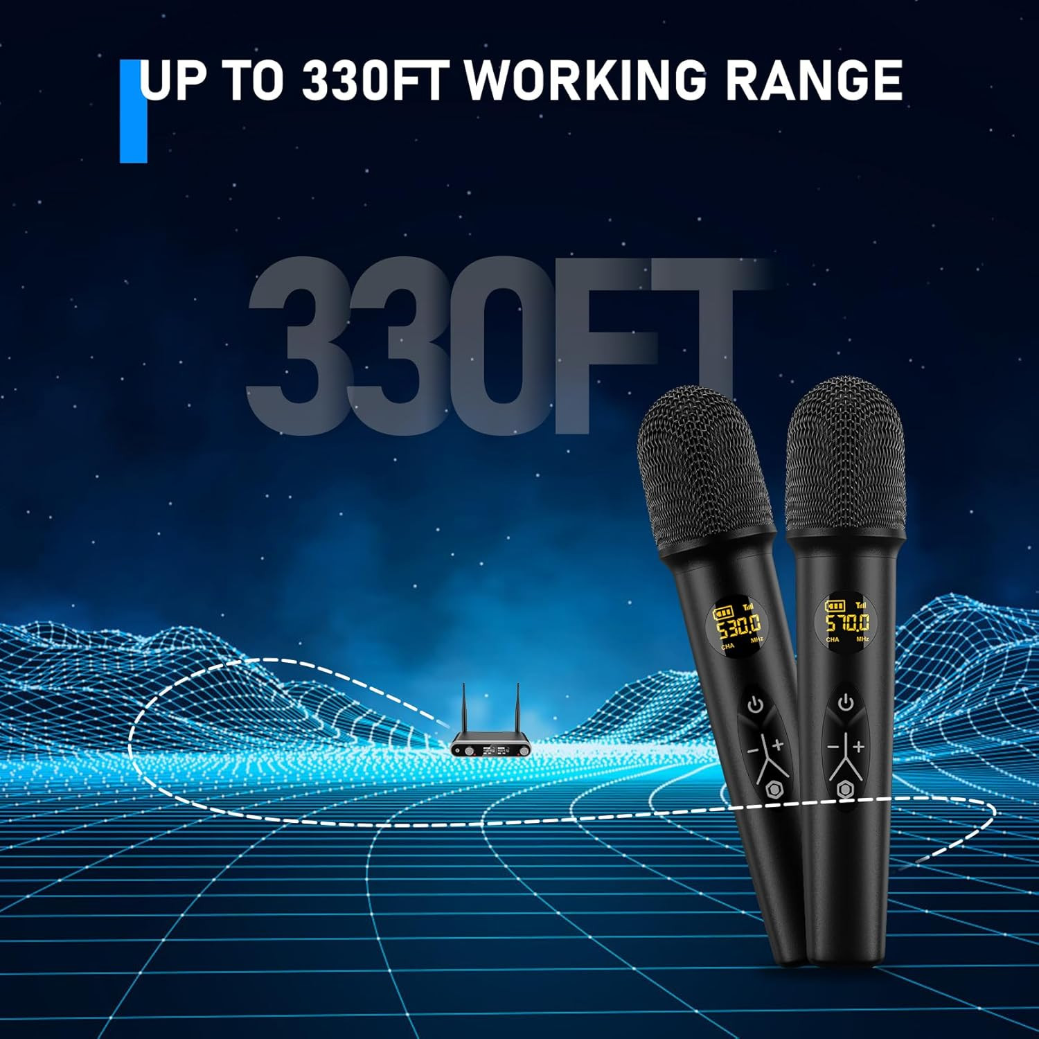 Wireless Microphone System Karaoke Machine - Rechargeable Handheld Dynamic Micro