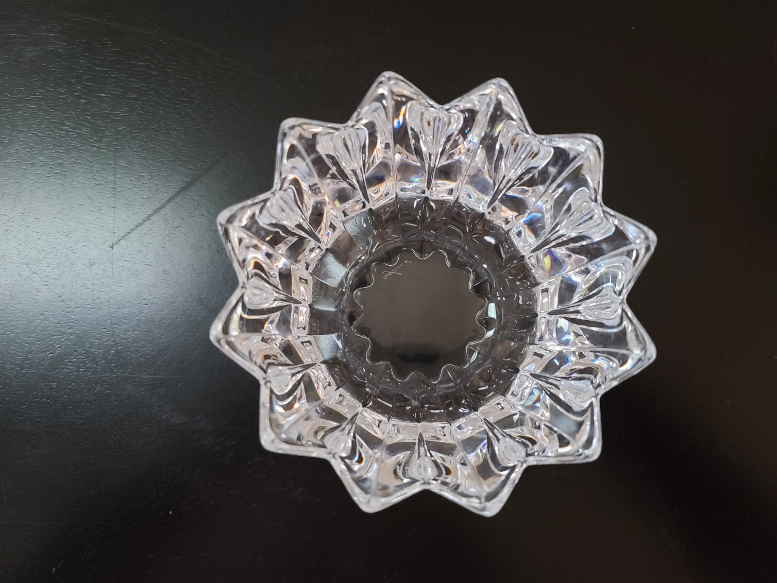 Orrefors~ Sweden~ "Fleur" Crystal Bow l~ 4 3/4" Excellent!
