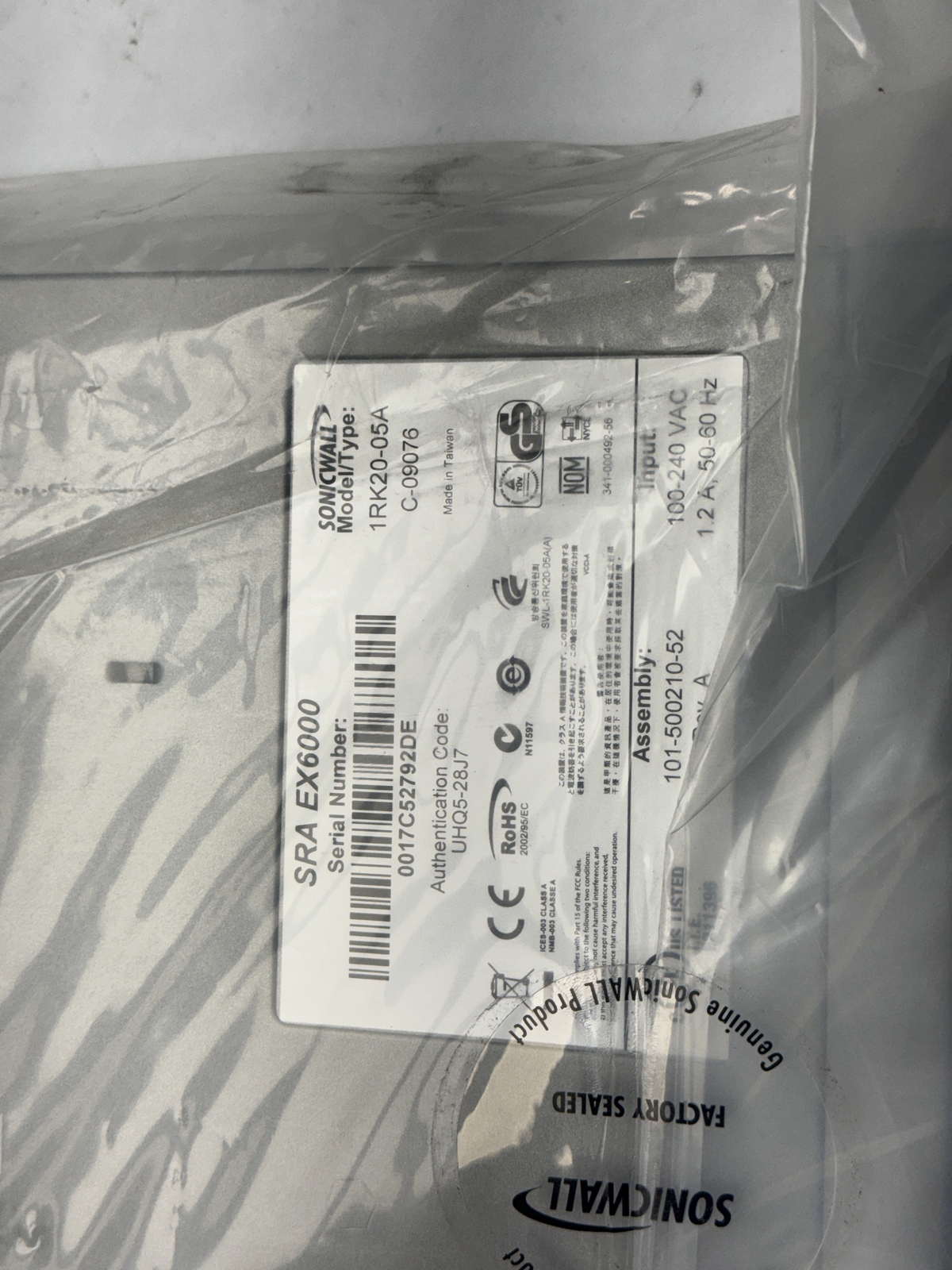 SonicWall 1RK20-05A E-Class SRA EX6000 FACTORY SEALED