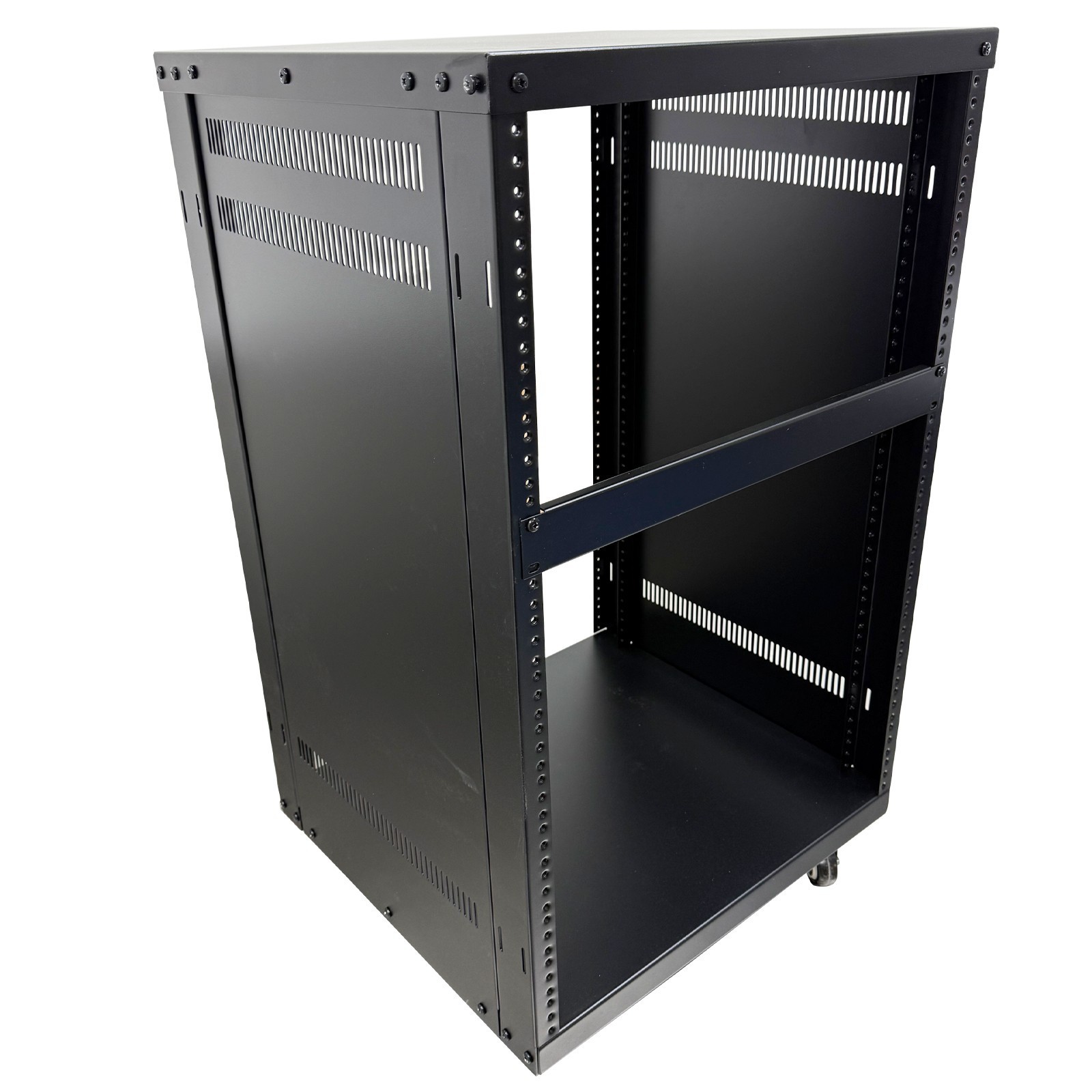 12 Space Studio Rack Case with 4" Caster Wheels 12U Open-Frame Server Rack