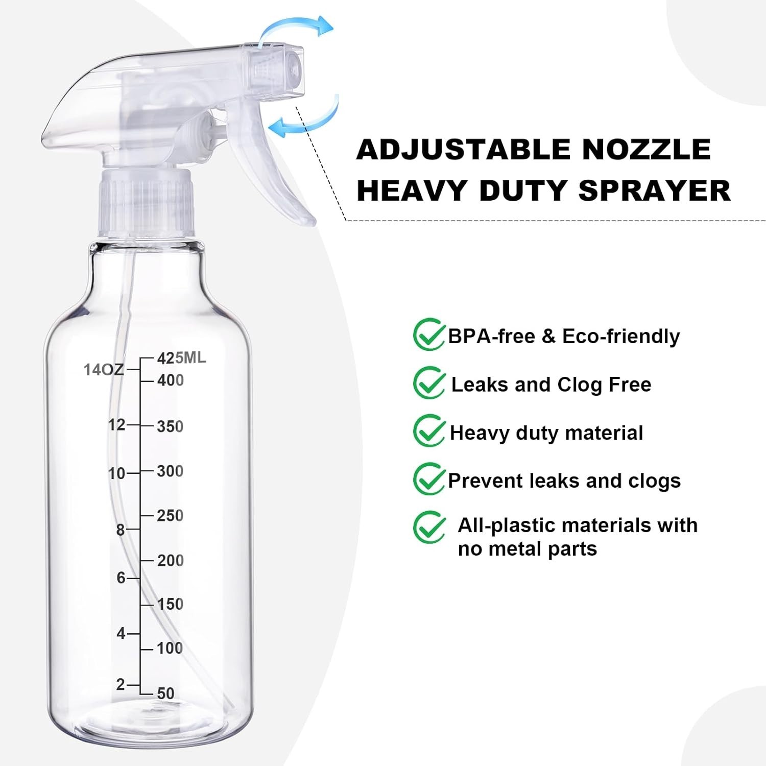 Lightweight and Versatile 16.9oz Spray Bottles - Includes 2 Reusable Containers