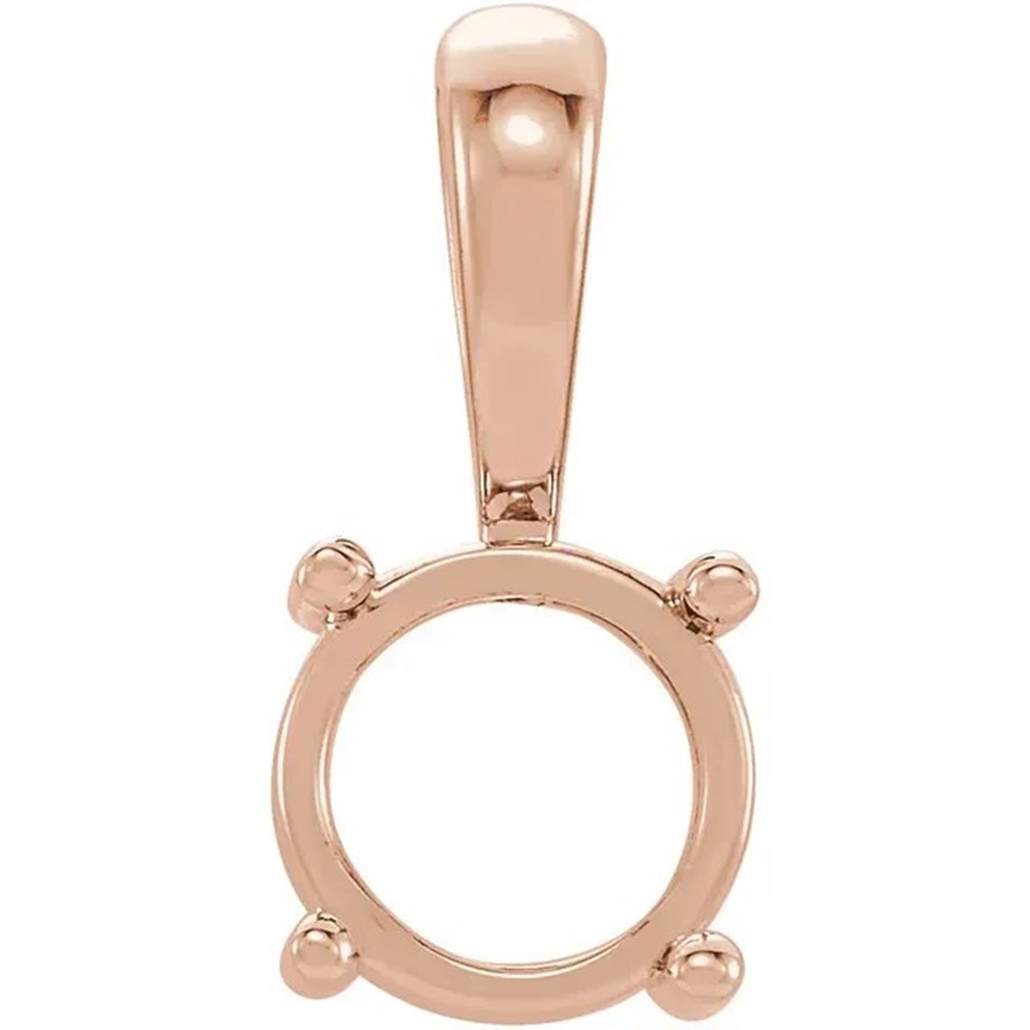 Round Cut Cabochon Pendant Mounting 14K Rose Gold 4 Prong Single Bail Basket USA