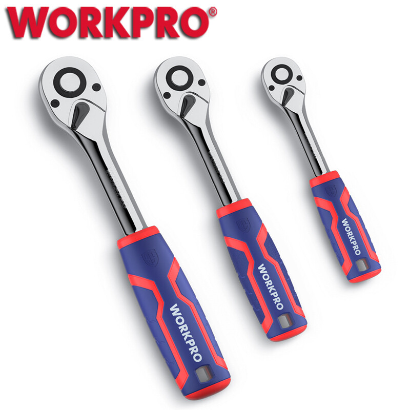 WORKPRO 3PC Ratchet Set 1/4" 3/8"1/2" Quick-Release Reversible Socket Wrench Set