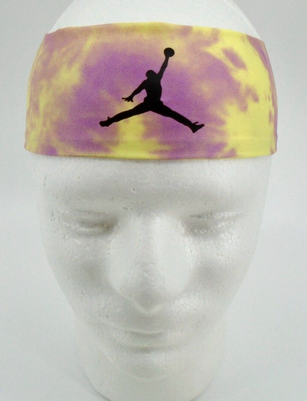 Nike Jordan Fury Headband Adult Printed Lemon Chiffon/Black/Rush Fuchsia