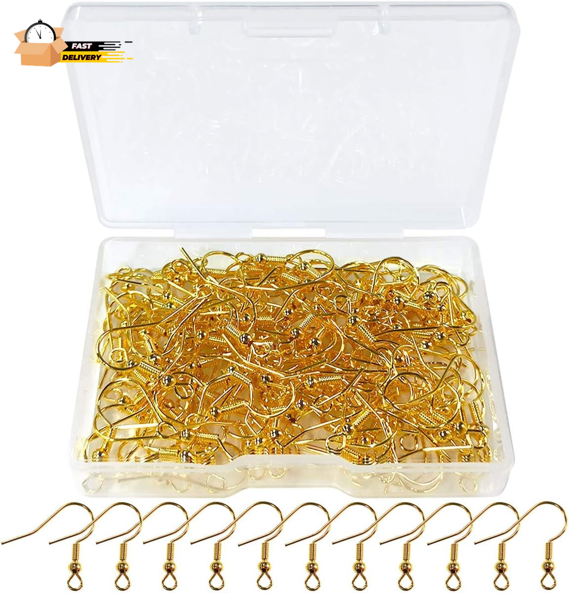 120Pcs Earring Hooks with Ball and Coil, Hypo Allergenic Plated Gold Ear Wires