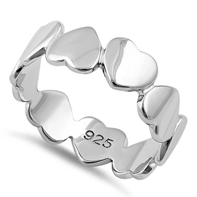 925 Sterling Silver Eternity Heart Ring