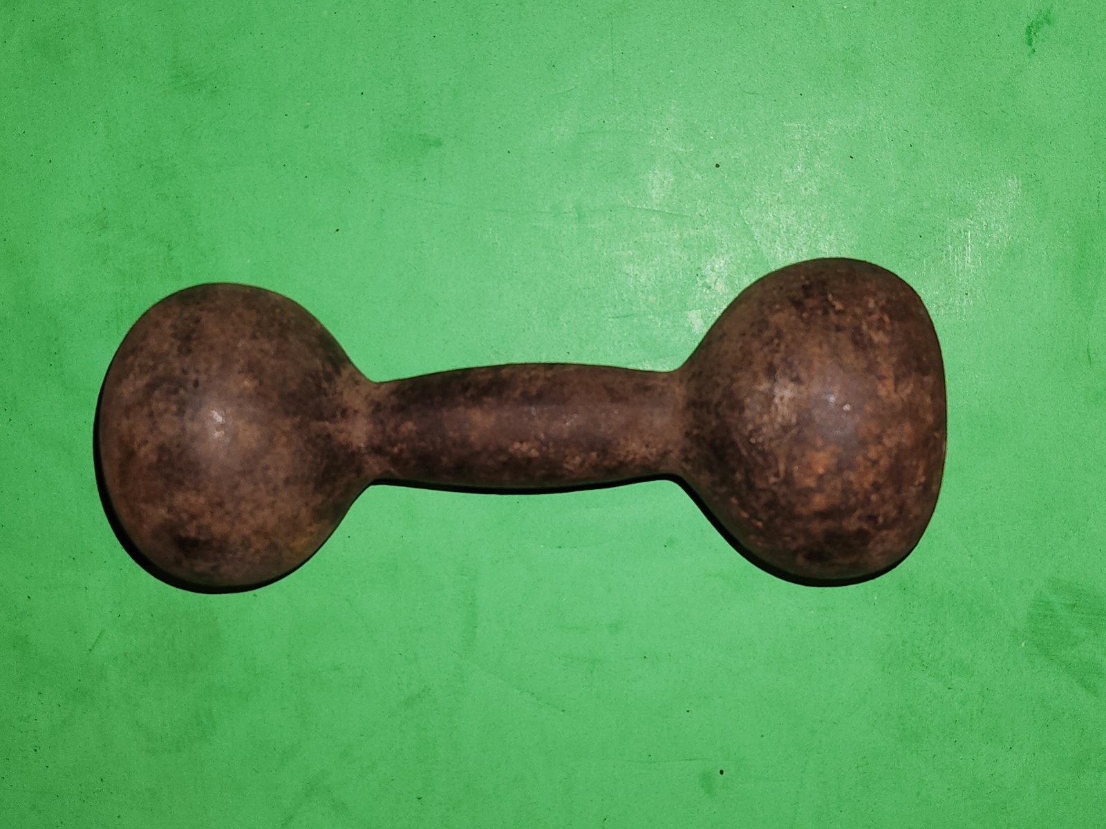Antique One Piece Solid Cast Iron Dumbbell 6lb 6oz Nice Rust Patina