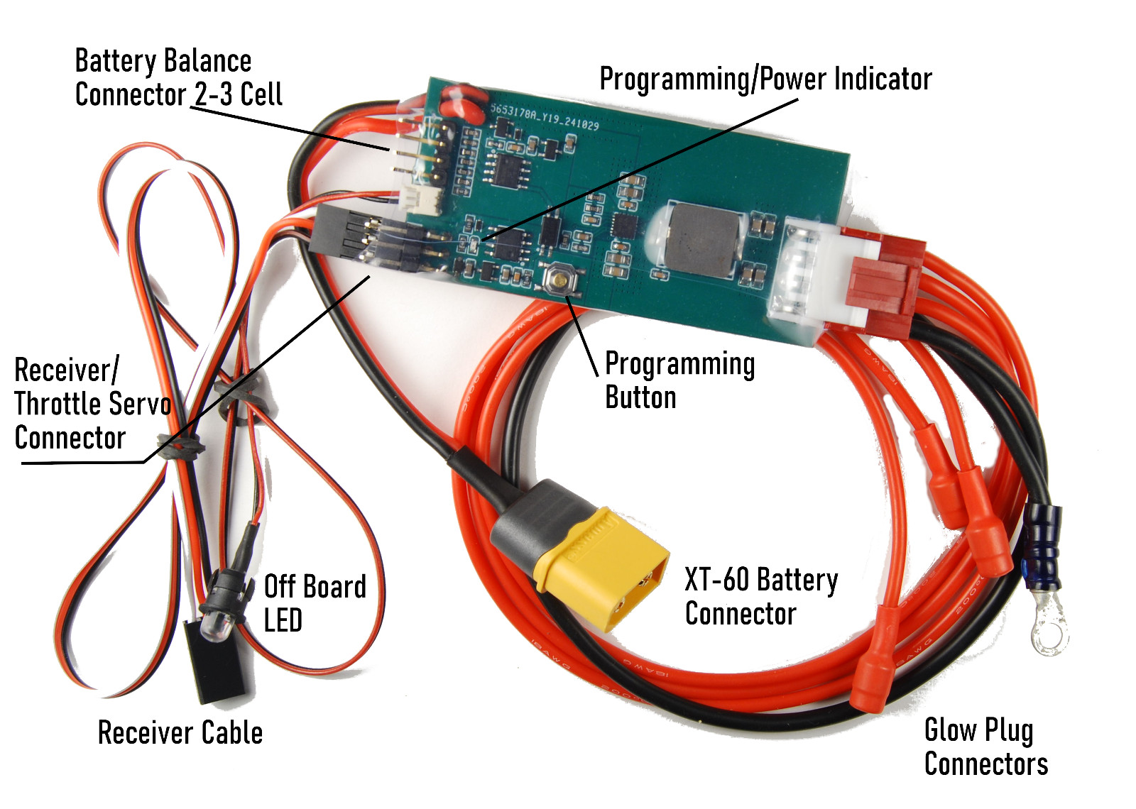 2 Cylinder Onboard Glow Plug Driver Controller - One Button Program 2.45mm SAITO