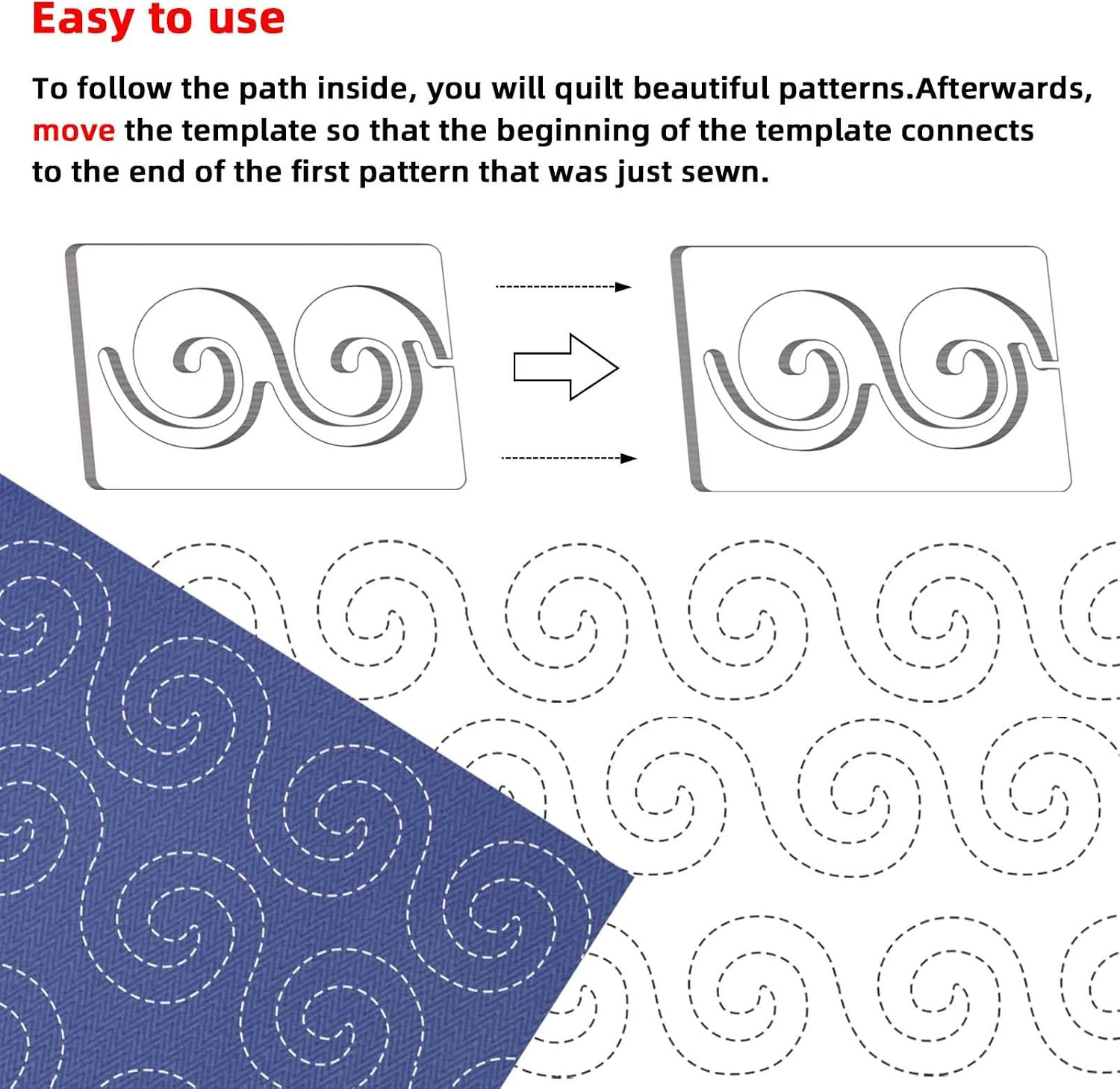 3PCS Free Motion Quilting Ruler Templates Whirlpool Design Sewing Craft Tool Kit