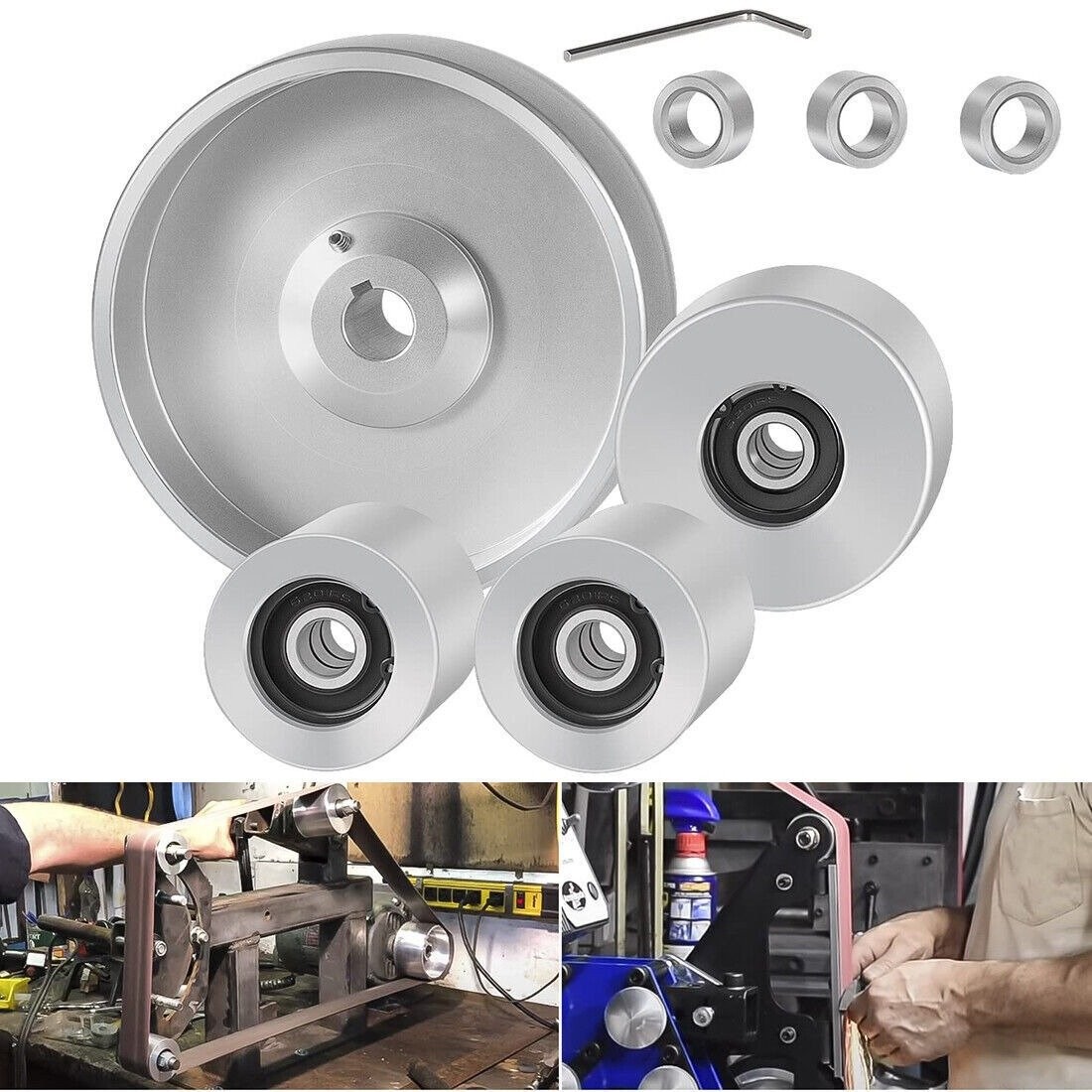 2" x 72" Belt Grinder Wheel Set Complete Wheel Kit or Knife Grinder 5" Drive