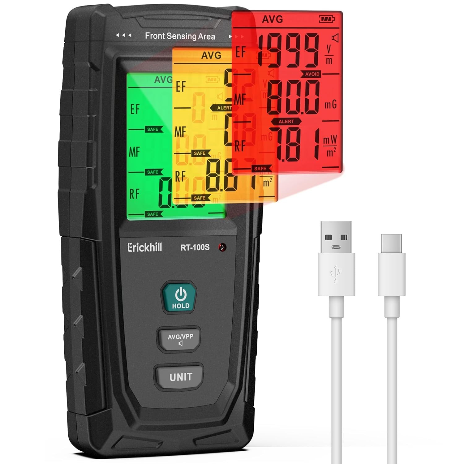 Triple-function electromagnetic field detector, radiation detector