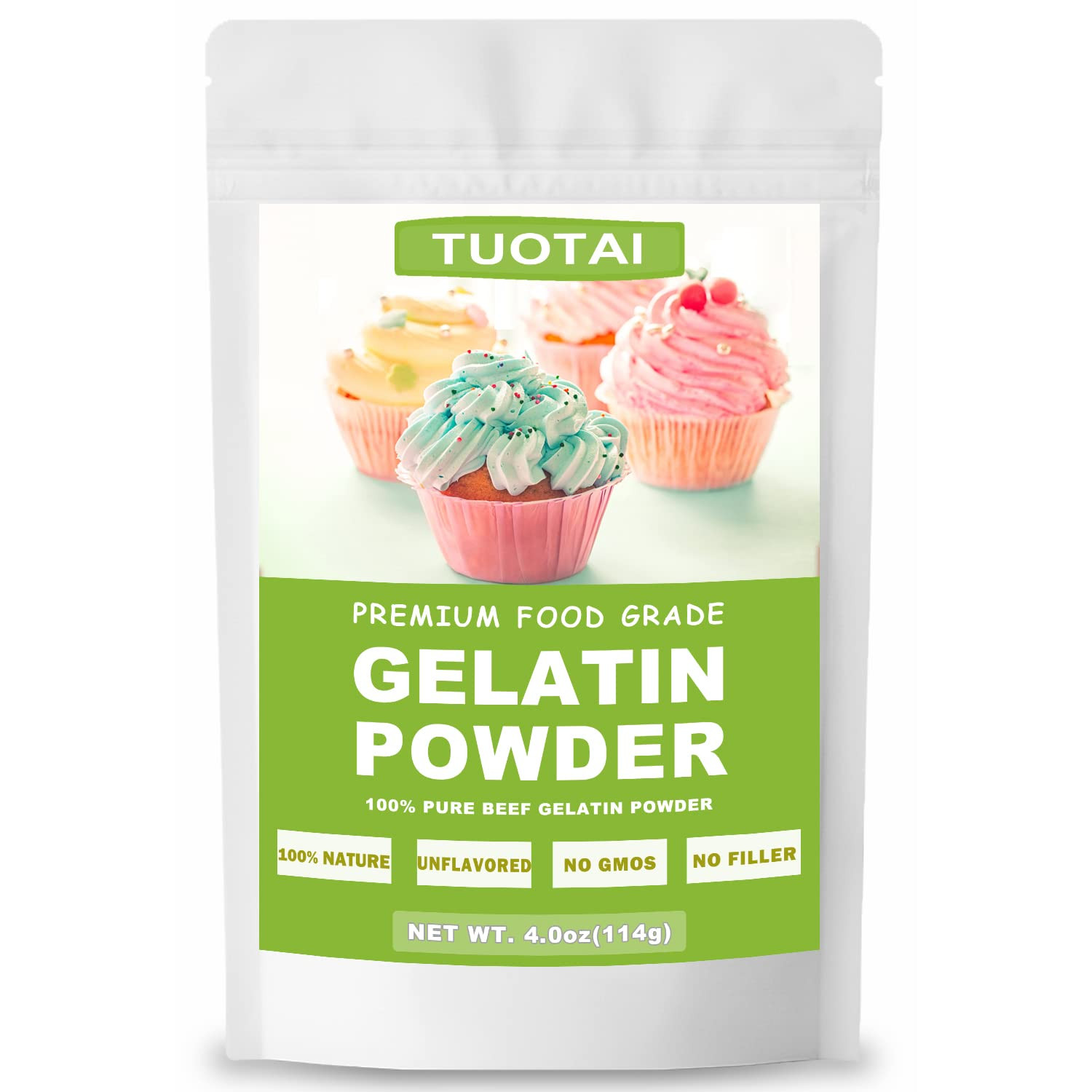 Unflavored Gelatin Powder, 4 Ounces, Food Grade Gelatin Powder for Cake, Jelly,