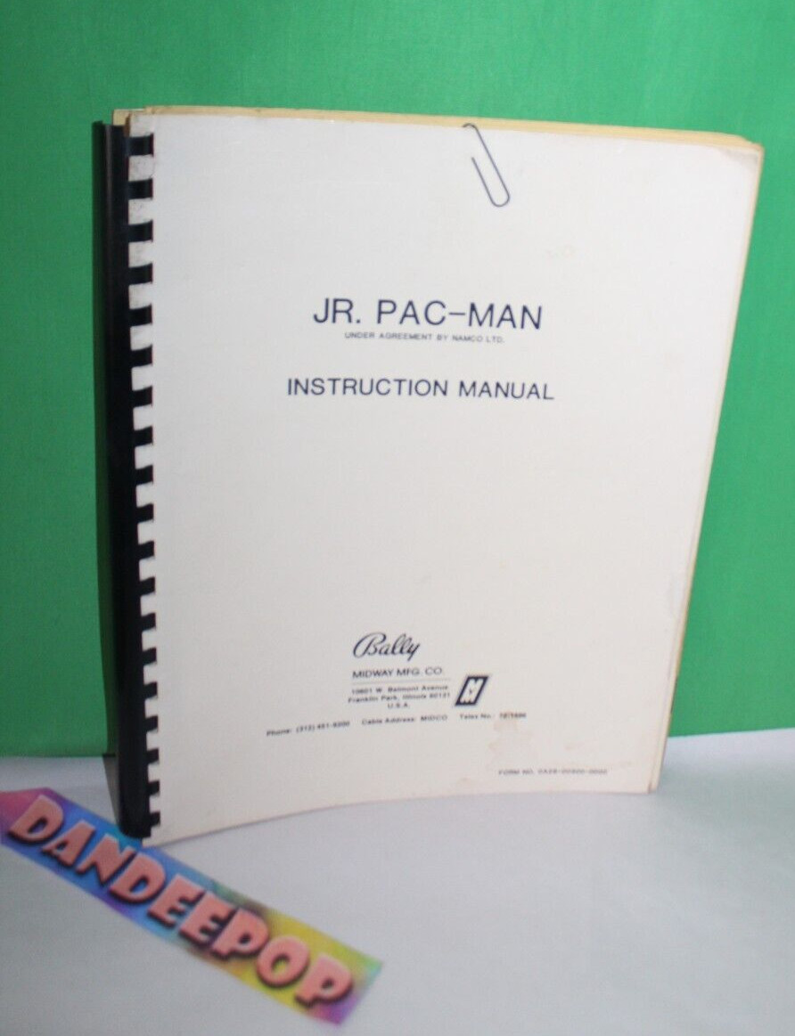 Vintage Video Game Arcade Bally Midway Jr. Pac-Man Manual Book 1983 Schematics