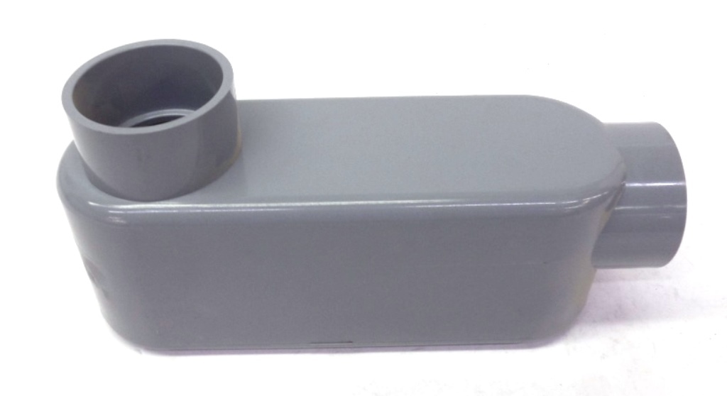 CANTEX PVC CONDUIT BODY 5133667, BODY STYLE LB, 1 1/2", FLAT BACK, GREY, USA