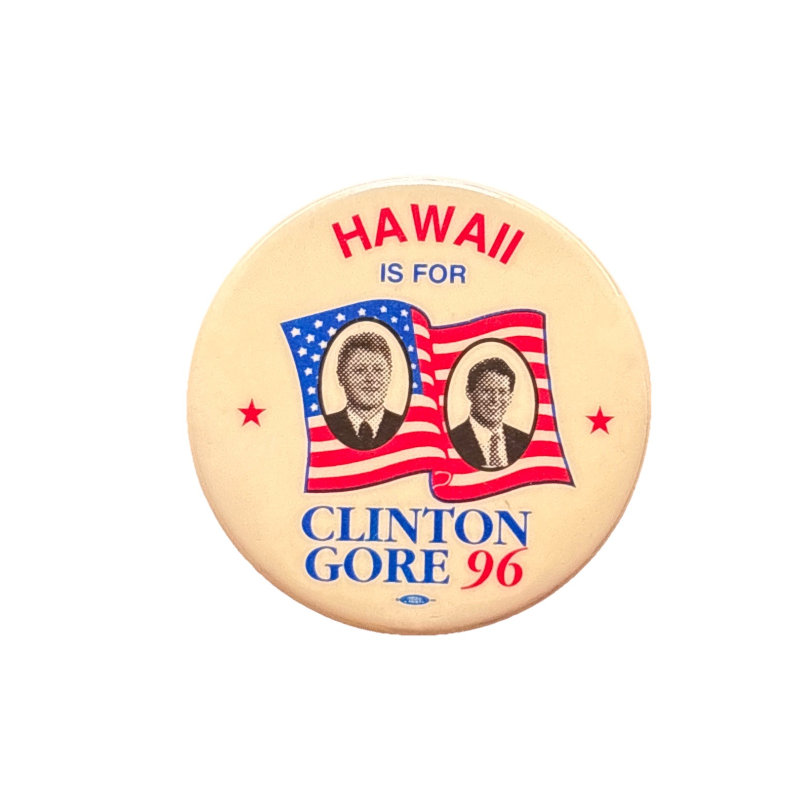 1996 Bill Clinton for President Hawaii 50 State Pin 1.5" Button Al Gore