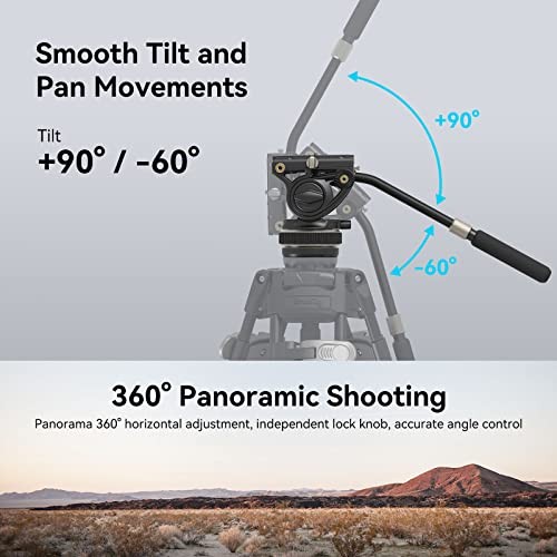 DH10 Heavy Duty Tripod Fluid Video Head with Flat Base and Adjustable Handle,