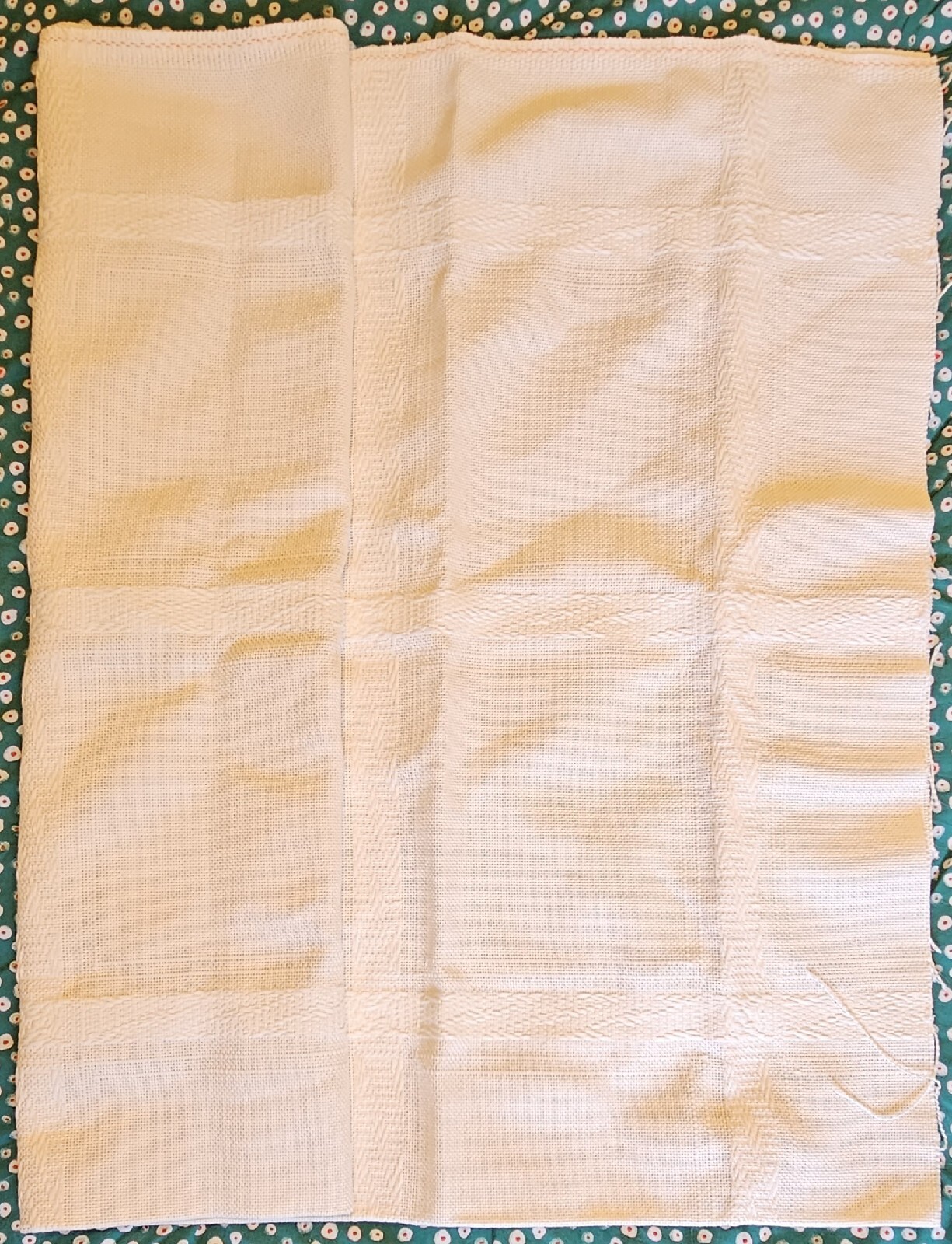 NWT Afghan/Tablecloth Counted Cross Stitch Unused Fabric Ivory 45x58" Craft