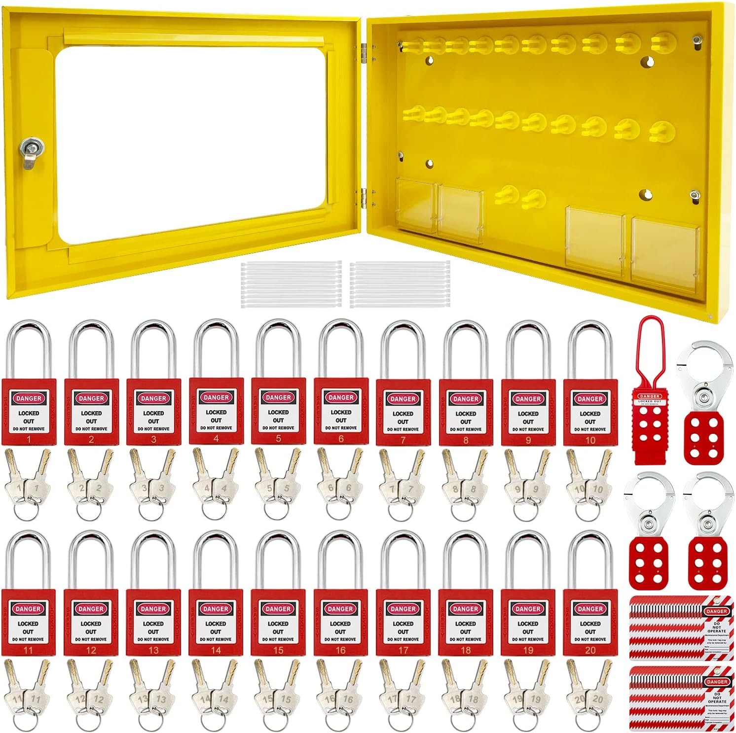 Lockout Tagout Station Metal Kit with Lock Out Tag Out Loto 4 Hasps,40 Tags,20 L