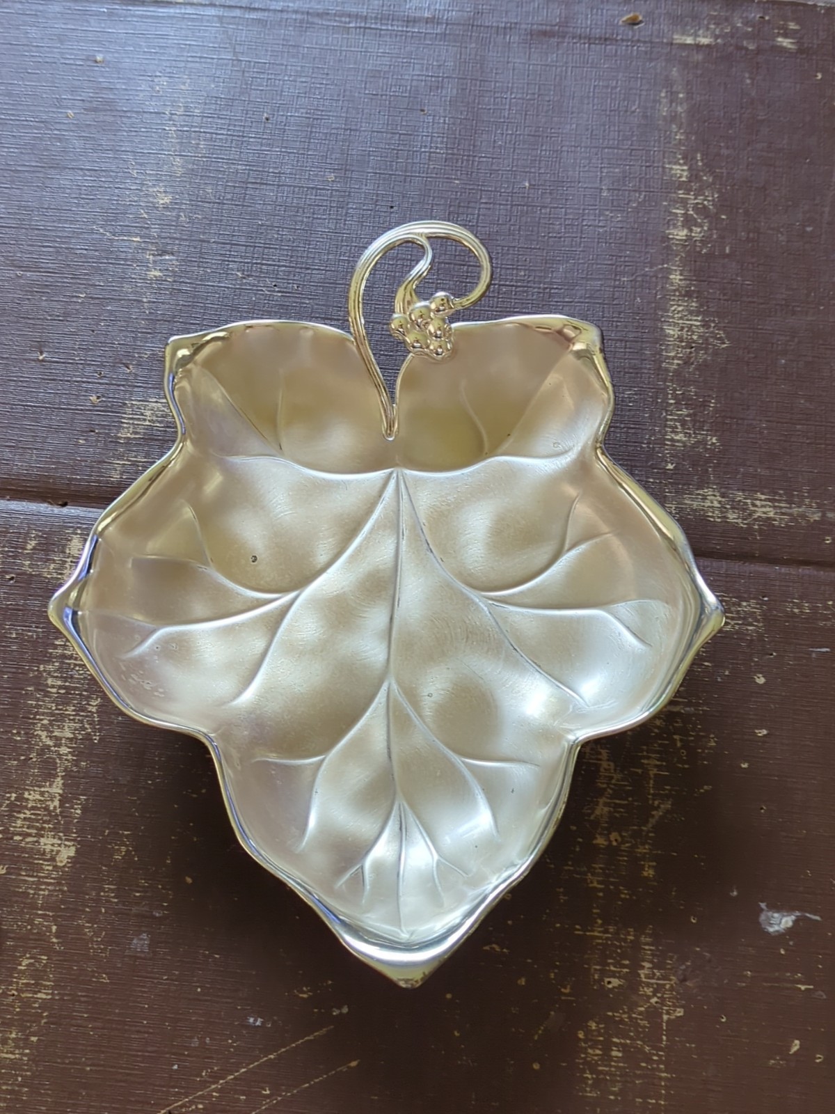 Versilbert-Anlaufgeschtzt Silverplated Leaf Serving Tray/Candy Dish Made German