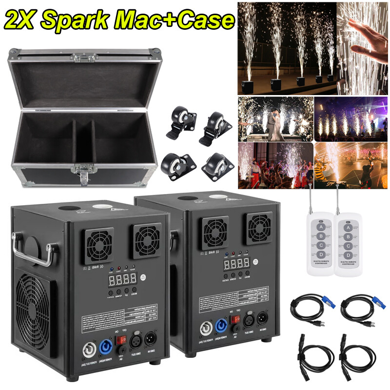 2PCS Cold Spark Machine 700W DMX Stage Firework Machine Wedding W/Flight Case US