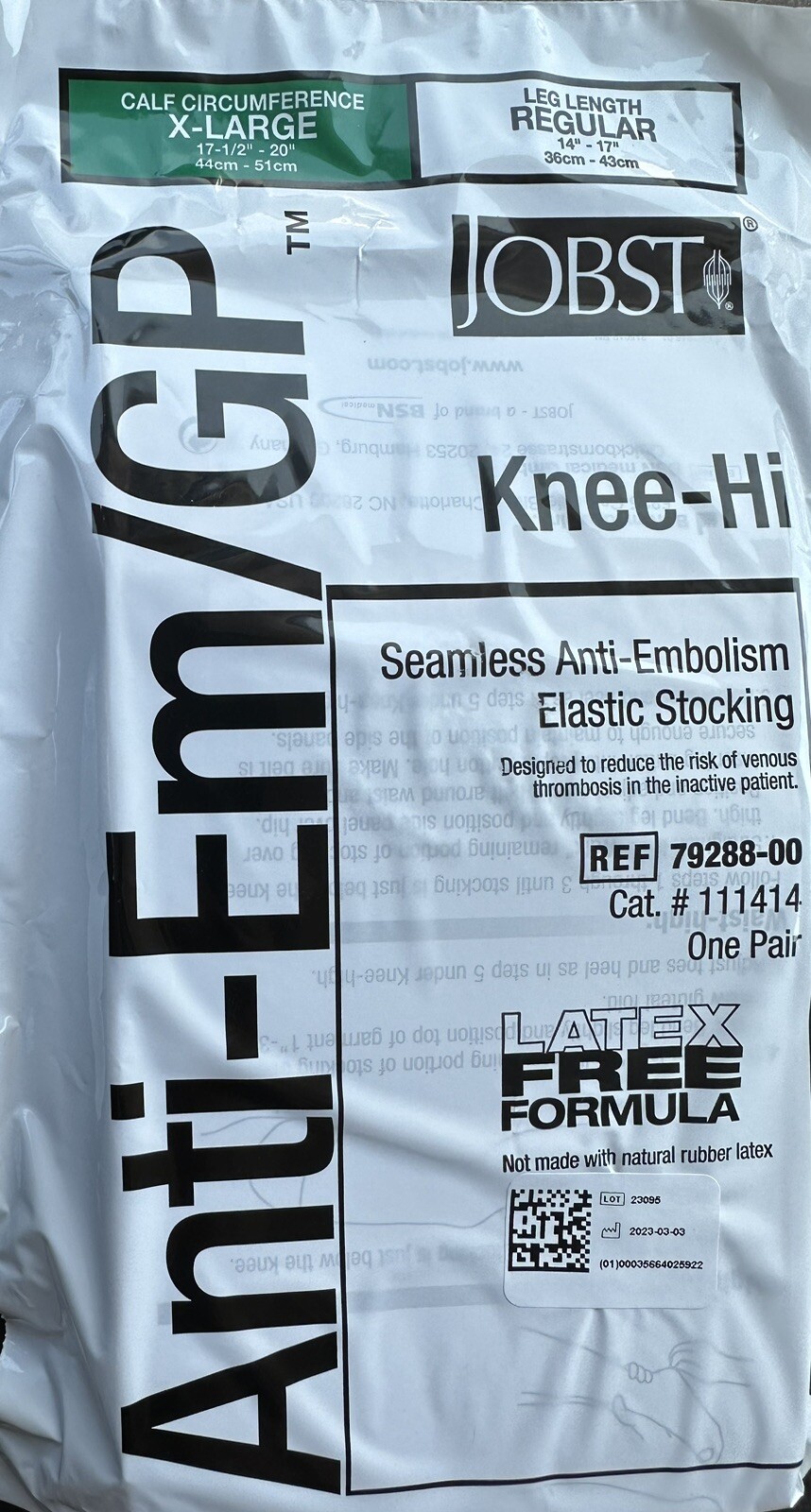 (2 Pairs) Anti-embolism Stockings JOBST Knee High X-Large White 79288 111414