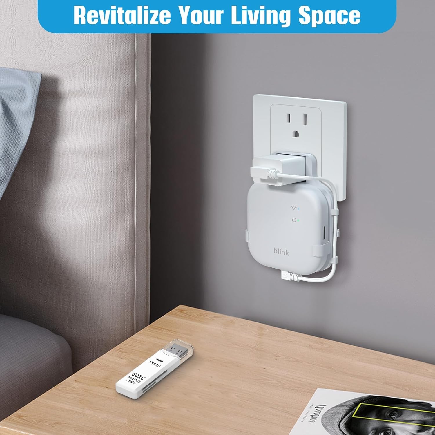 256GB Micro SD Card & Outlet Wall Mount for Blink Sync Module XR with Short C...