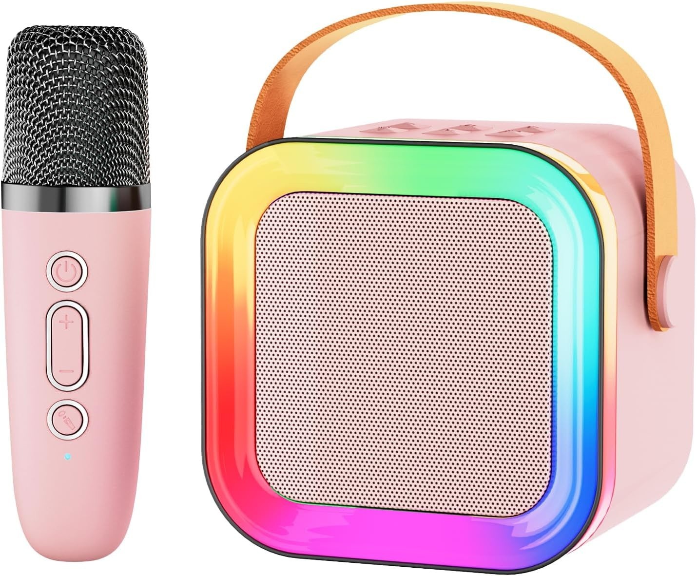 Light-Up Karaoke Machine for Kids and Adults - Bluetooth & Rechargeable - Pink