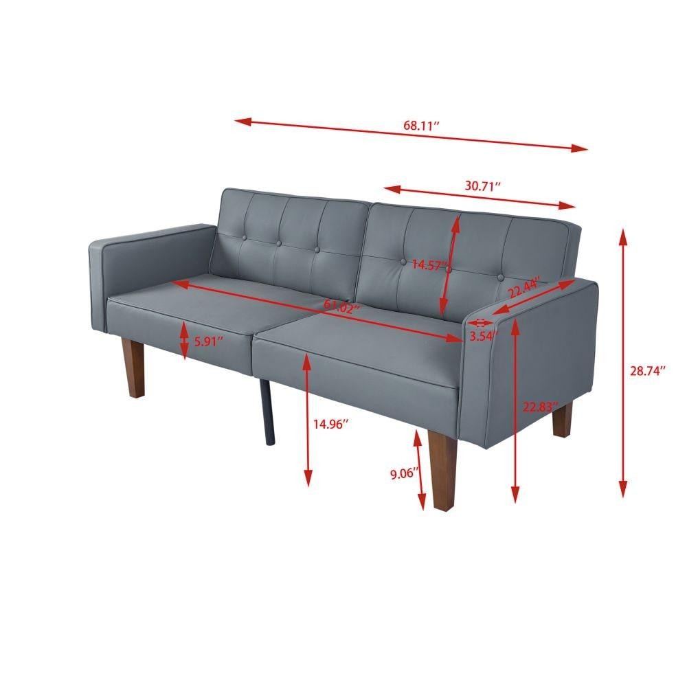 PU Leather Matte Gray For Living Room Reclining and Sleeping