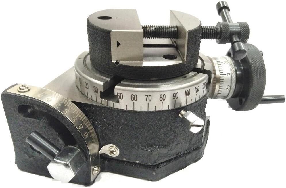 4"/100mm Rotary Table Horizontal Vertical w/ Suitable Round Vice & Clamp Kit-USA