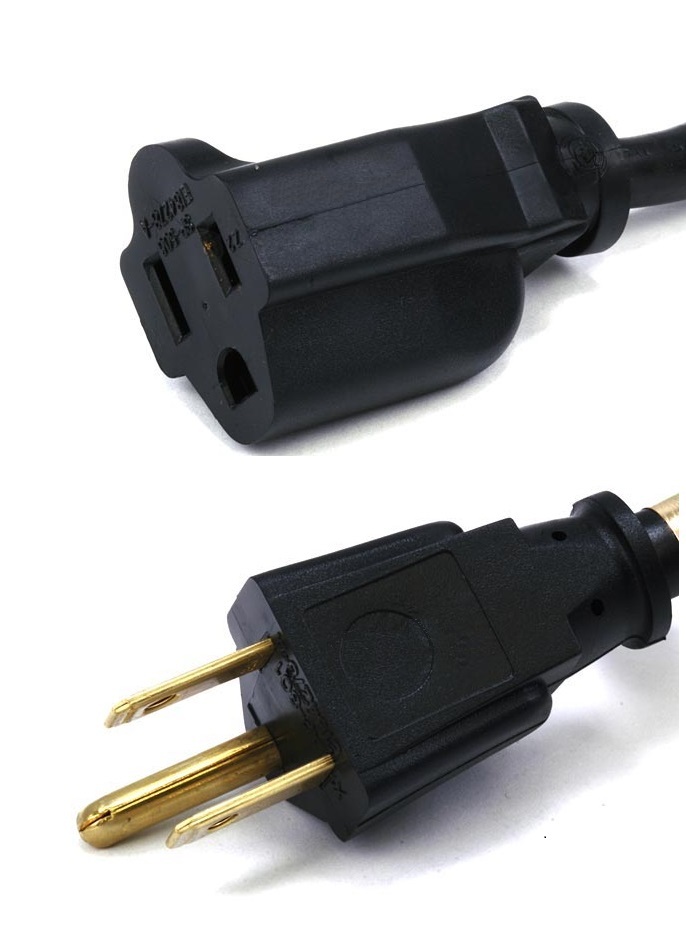 5 x1ft 16AWG short Power Extension Cord Cable 13A 125V Nema 5-15r 3 prong Black