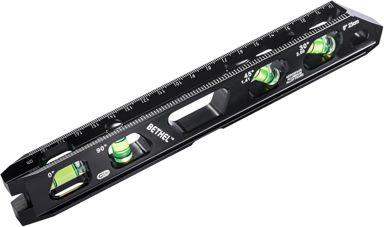 9 Inch Magnetic Torpedo Level with 4 Bubble Vials, V-Groove & Magnetic Rails, B