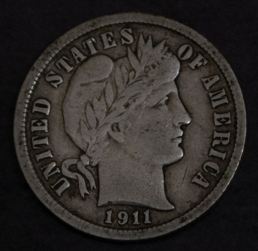1911 D Barber Dime VF................Lot 6196
