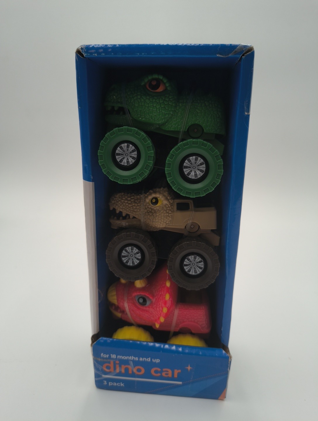 3 pack dino cars 18+ months Mouths Open And Close In Chomping Motion, NEW!