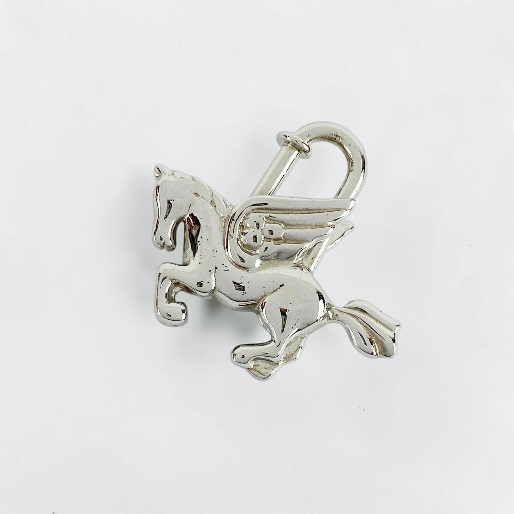HERMES Pegasus Motif Cadena Lock Bag Charm Silver Authentic W/ Box HERMES