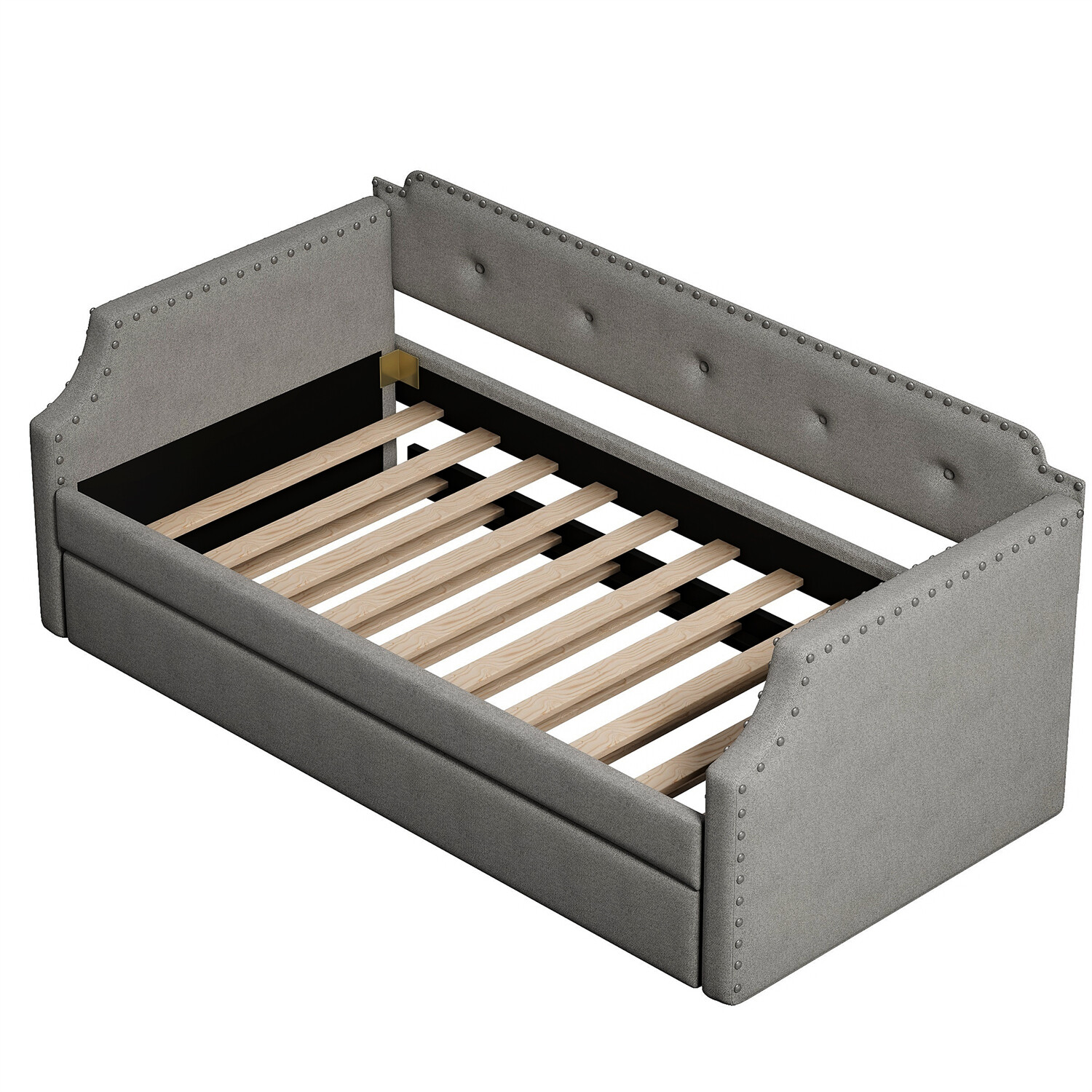 Twin Size Daybed with Pull-Out Trundle Bed Upholstered Bed Frame Sofa Bed US