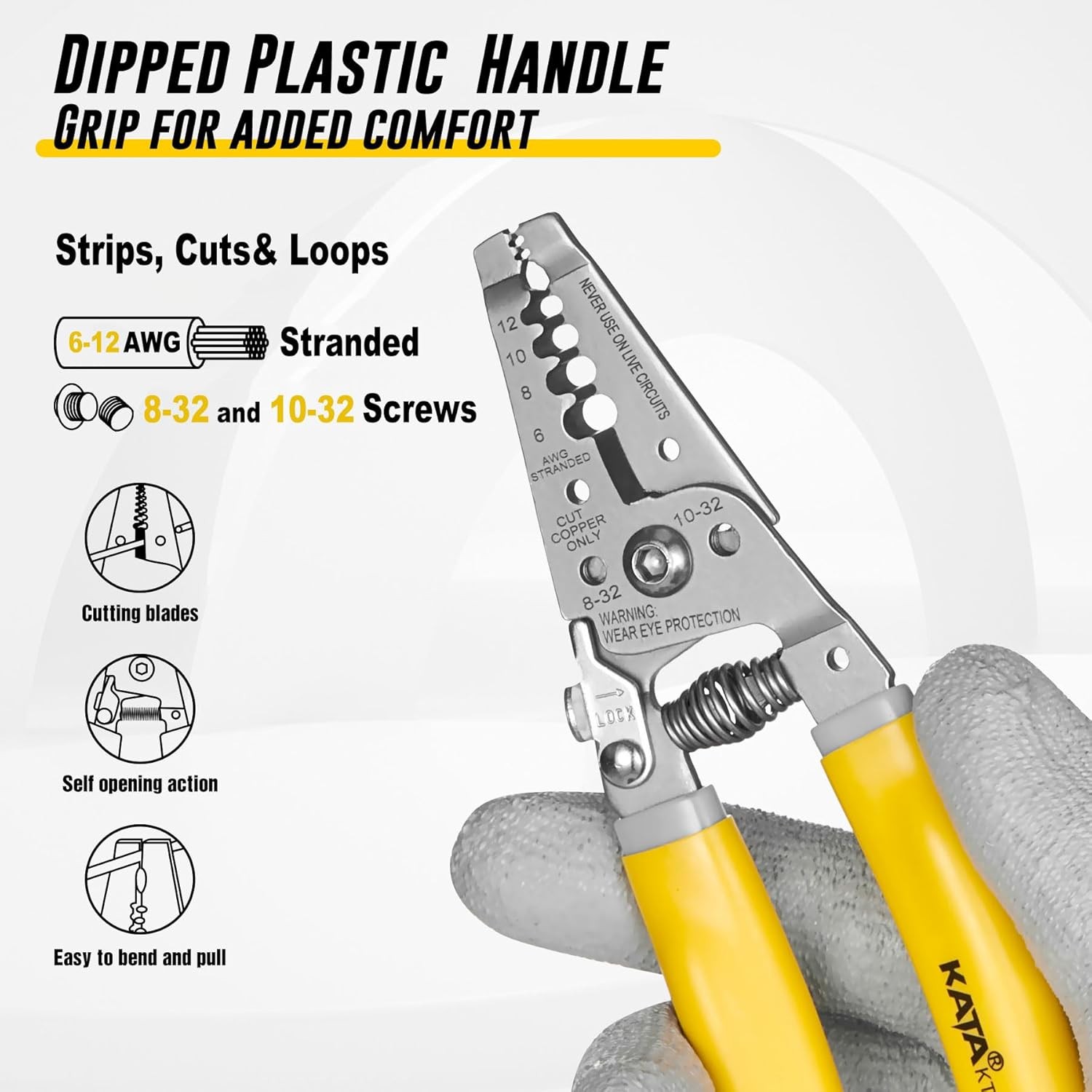 7 Inch Wire Stripper, Wire Cutter, Stripping/Cutting Tool for 6-12 AWG Stranded
