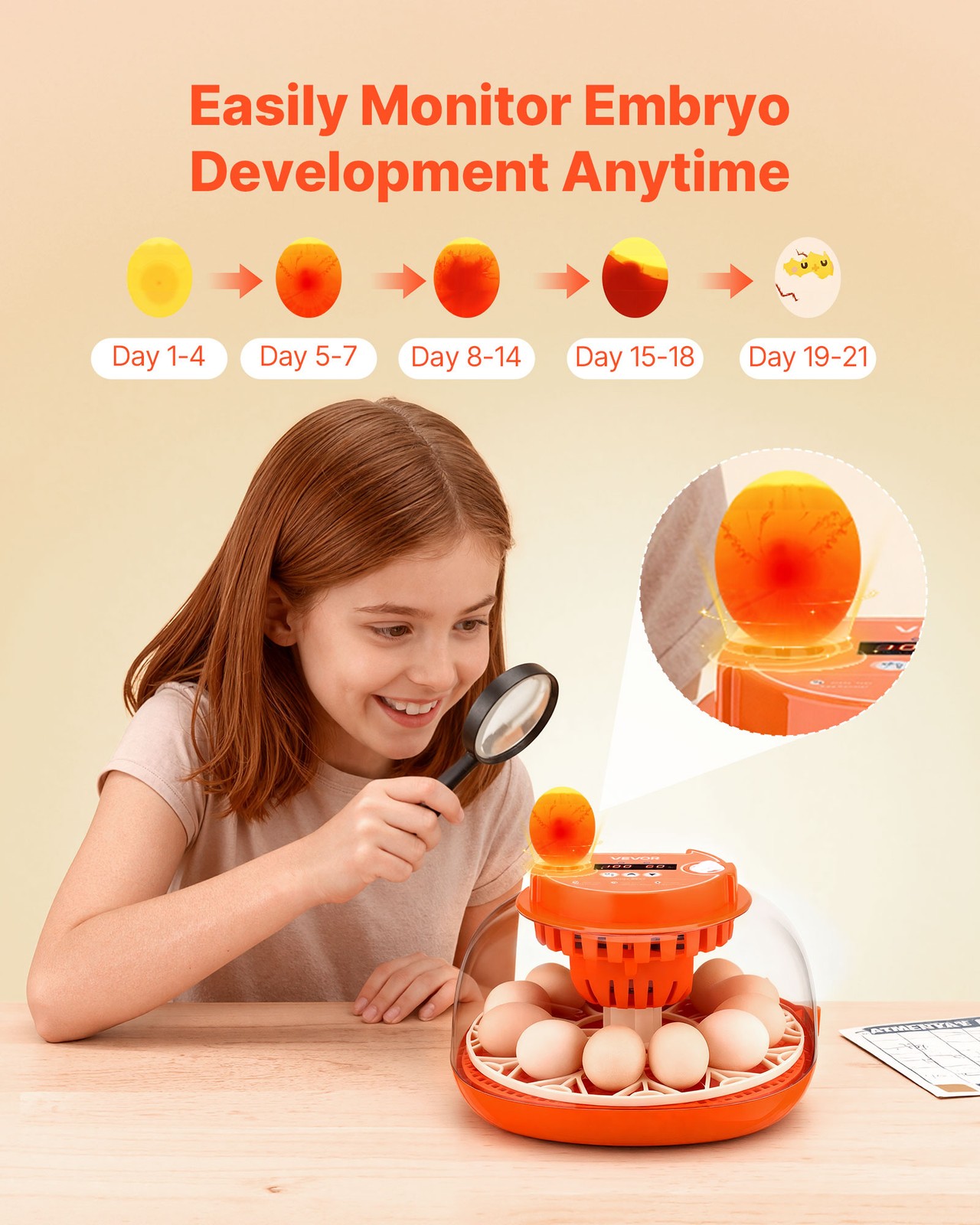 VEVOR 12 Egg Incubator Auto Turning Egg Candler Temperature & Humidity Control