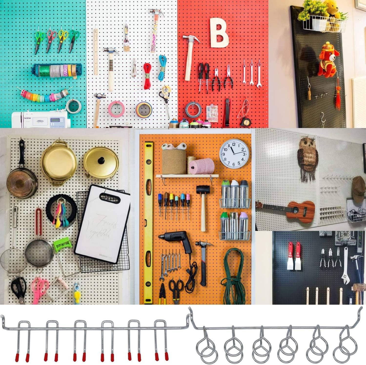 114-Pcs Metal Pegboard Hooks Kit with Bins & Lockable Features - Tool Organizer