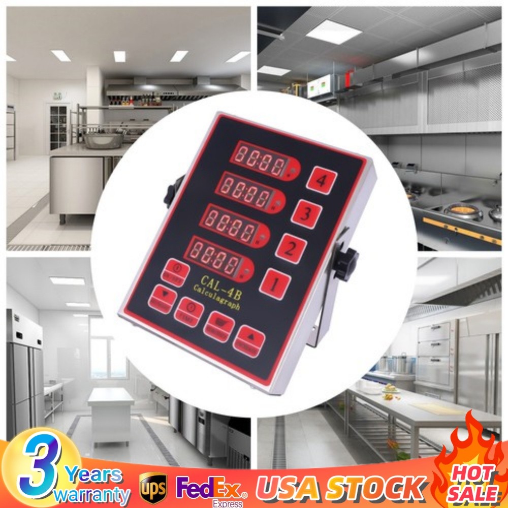 4-Channel Digital Kitchen Timer CAL-4B Restaurant Cooking Reminder Commercial