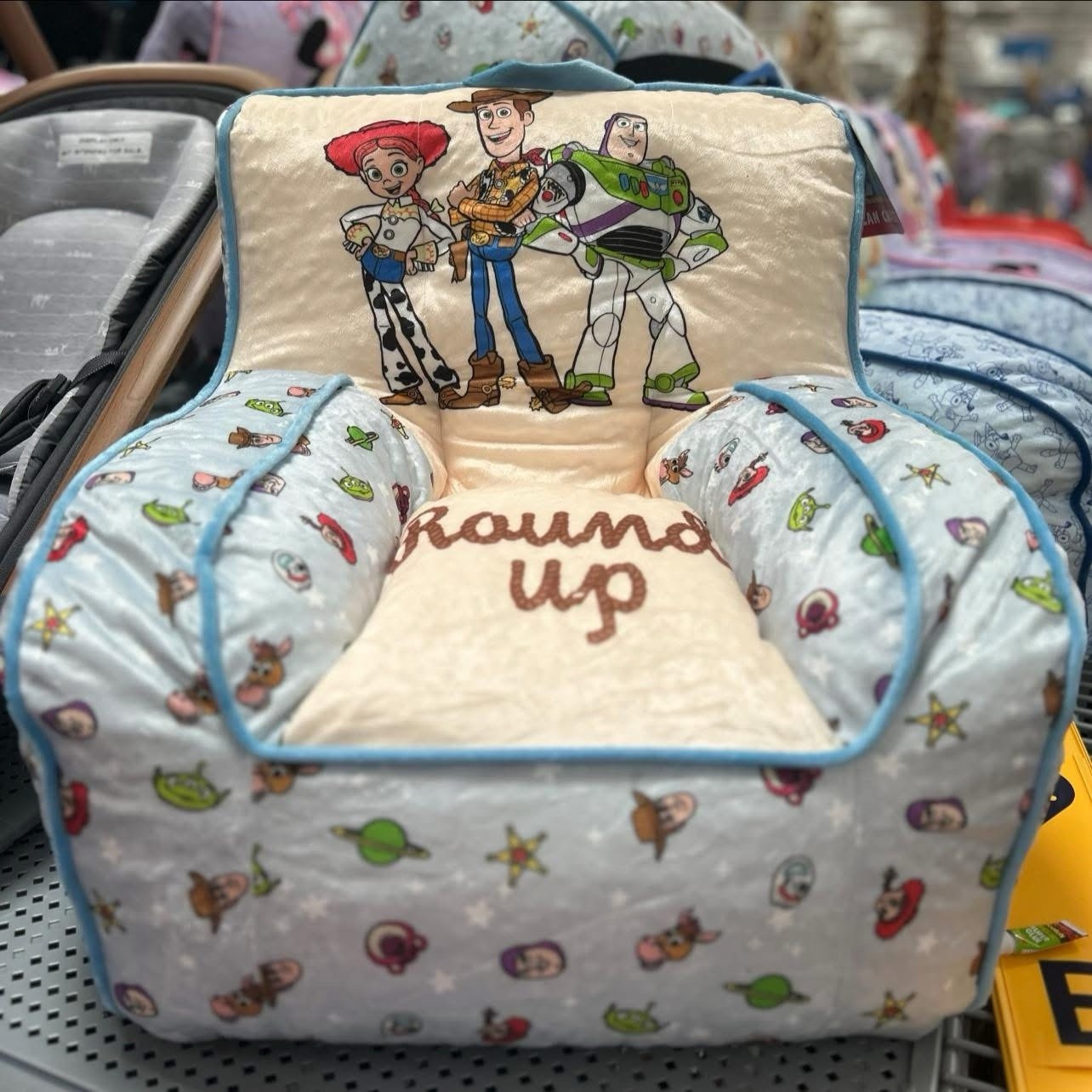 Disney Toy Story Cartoon Characters Kids Armchair Fabric Light Blue