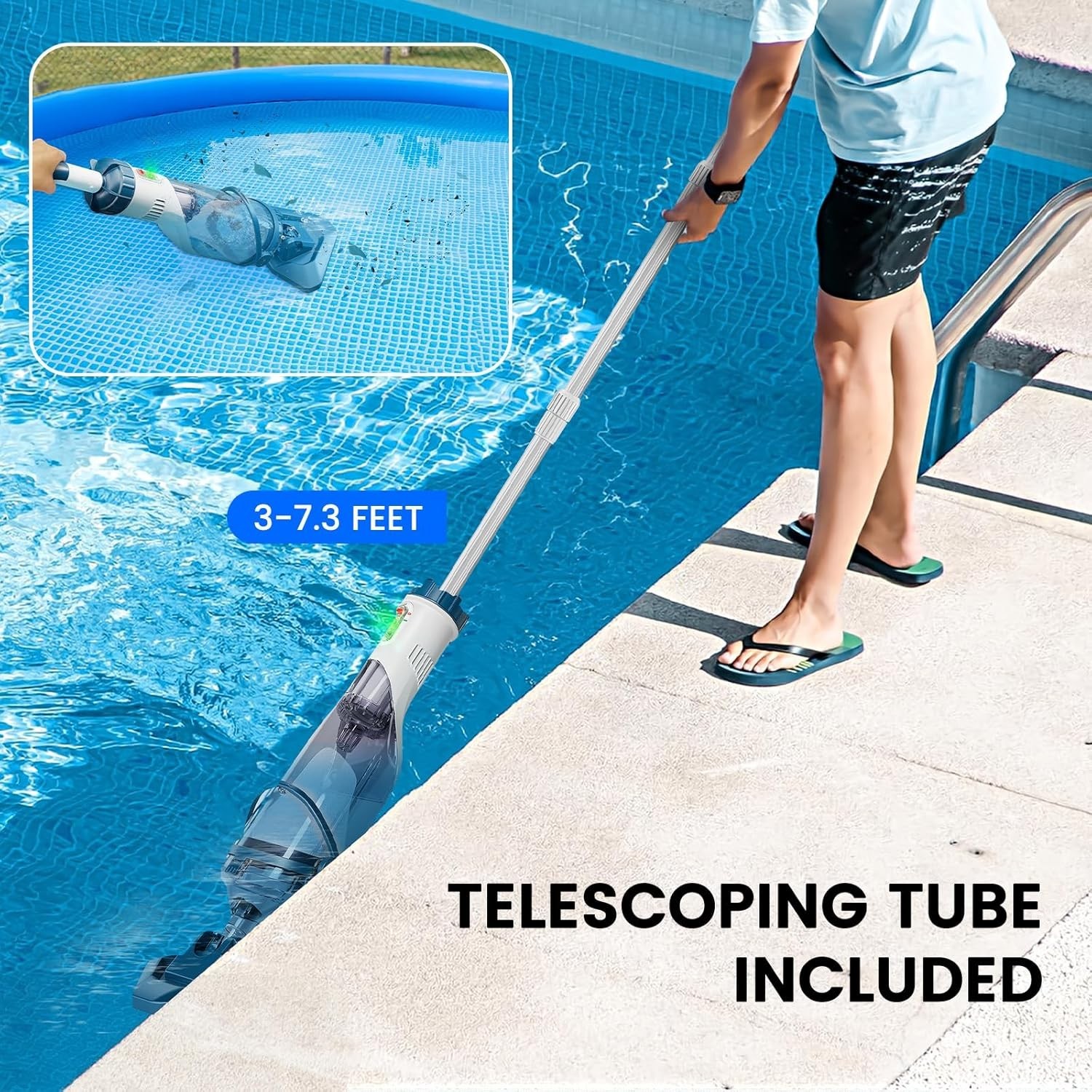 PC10 Pro Rechargeable Cordless Pool Vacuum, 60-Min Runtime, Powerful Suction