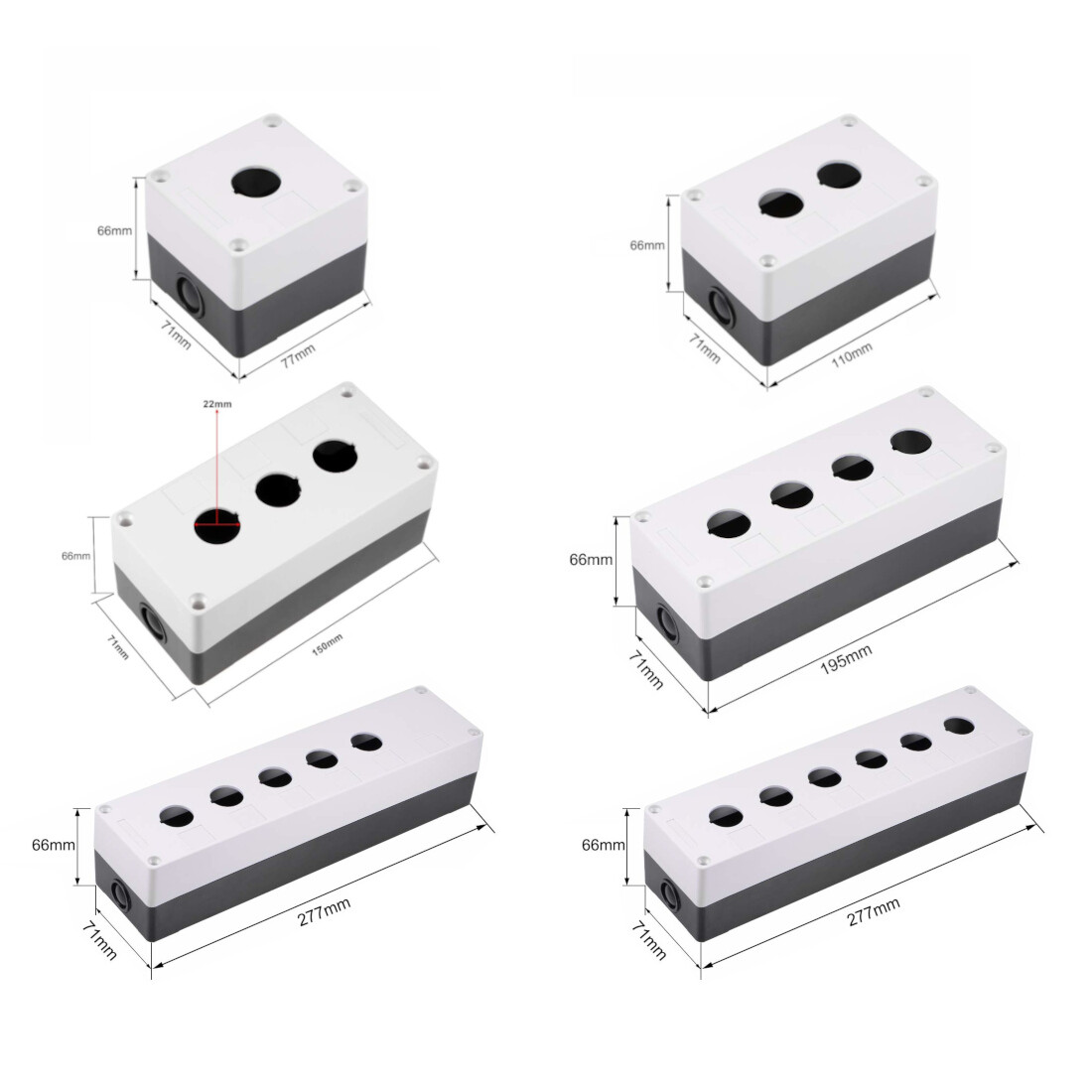 Surface Mounted Enclosure Switch Panel Height 83mm Hole 22mm to Push Button Switch LA38