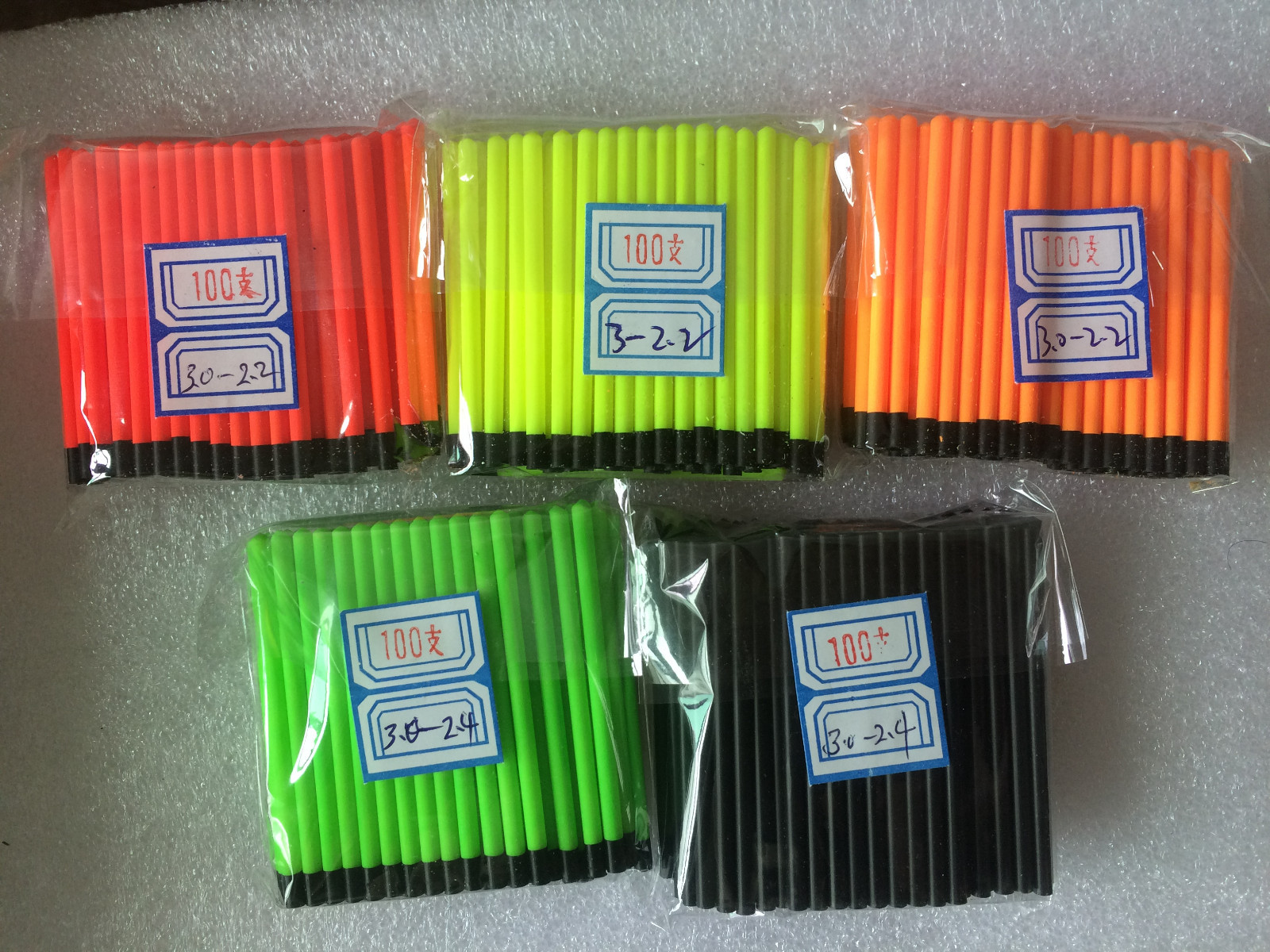 6 of 6 Hollow Antenna Fluo Tips Bristle For Fish Float 3.0 3.5 4.0 4.5mm 100pcs