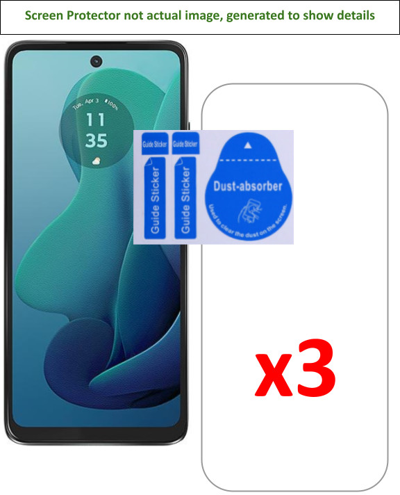 3x Motorola Moto G 2024 Screen Protector w/ cloth & installation stickers