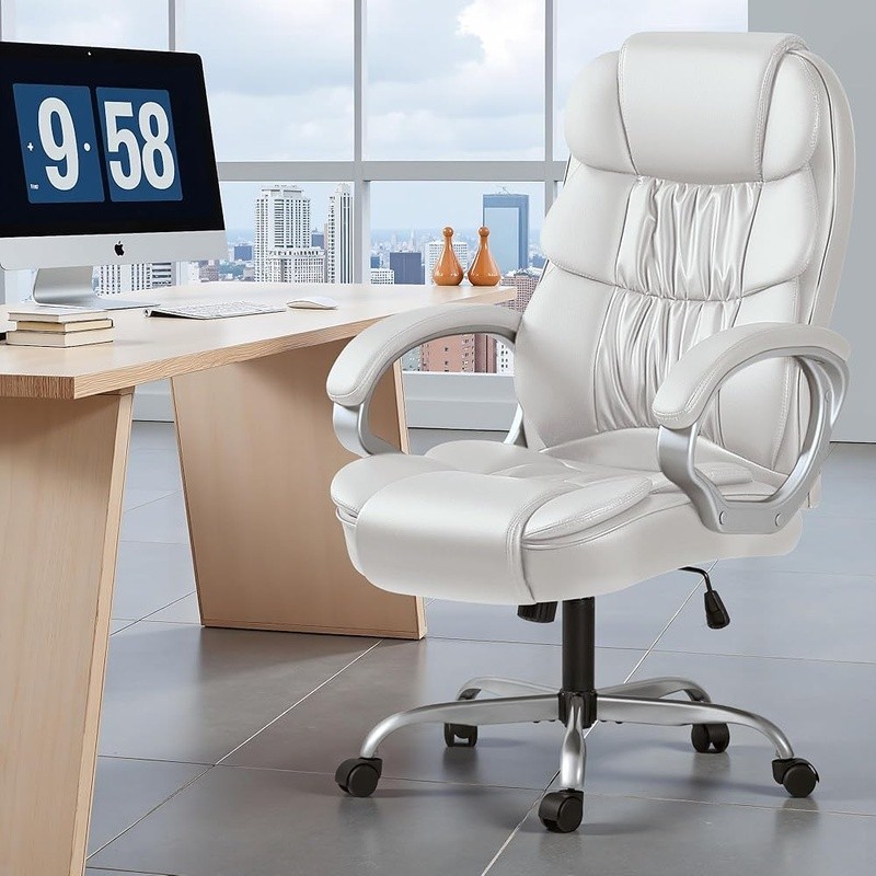 High Back Computer Desk Chair PU Leather Adjustable Height Office Executive