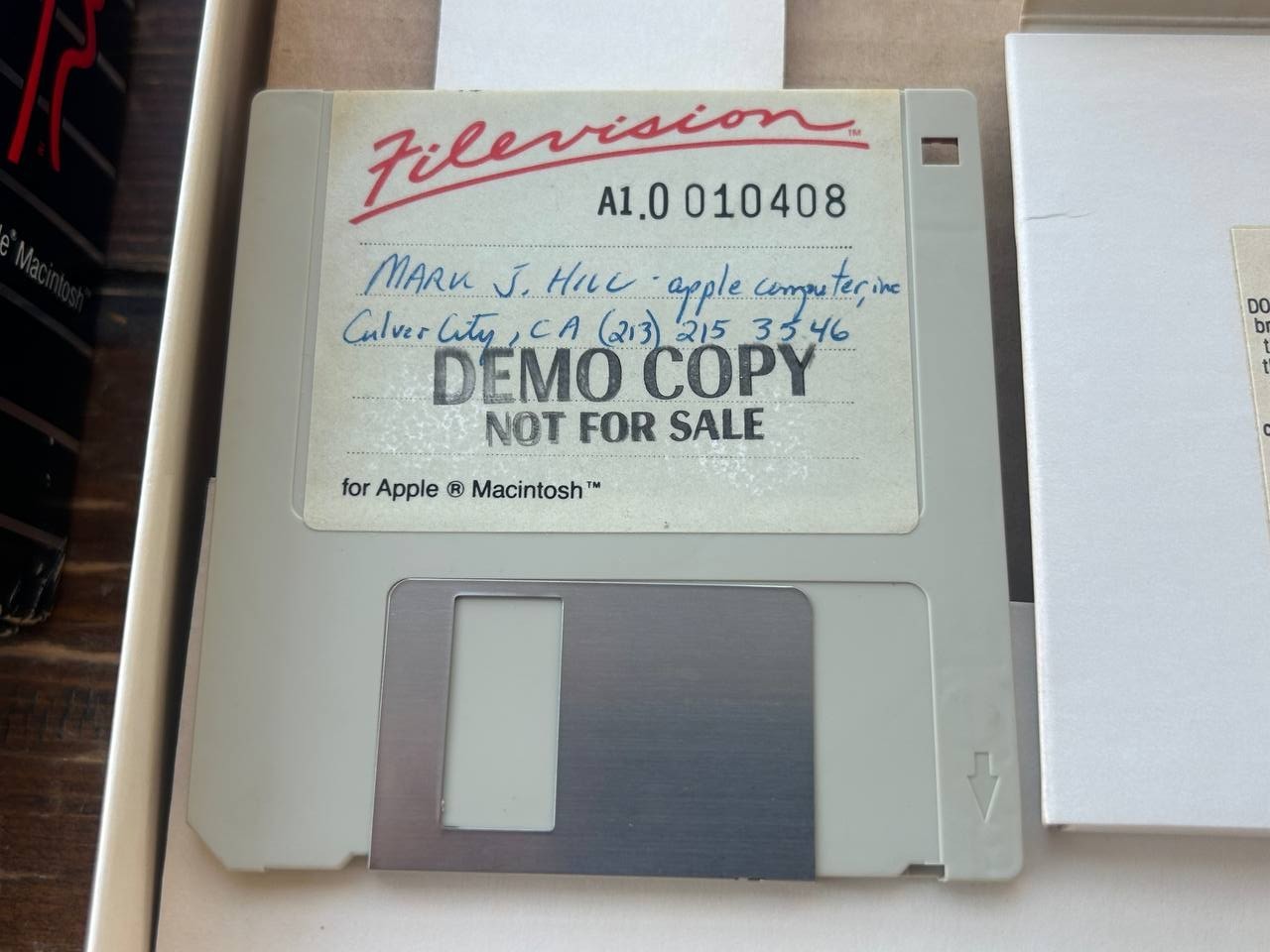Vintage Filevision Macintosh Software Demo Copy w Box Manual & Disk
